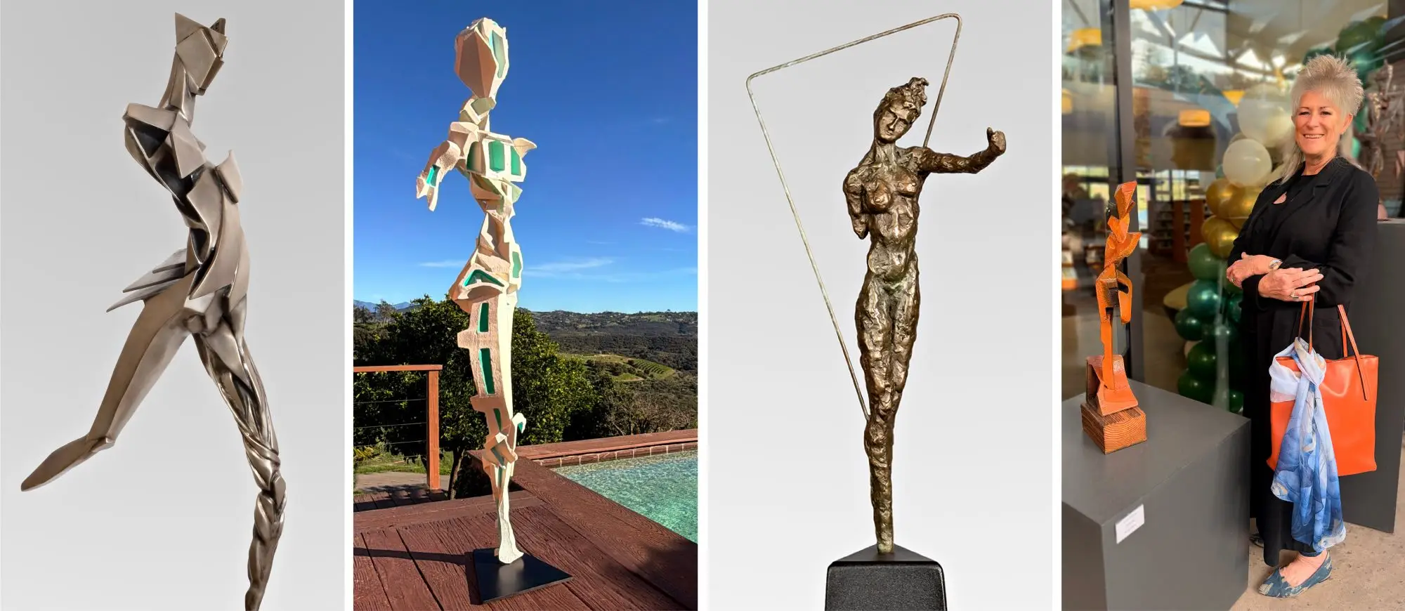 Julia Rasor surrounded by sculptures