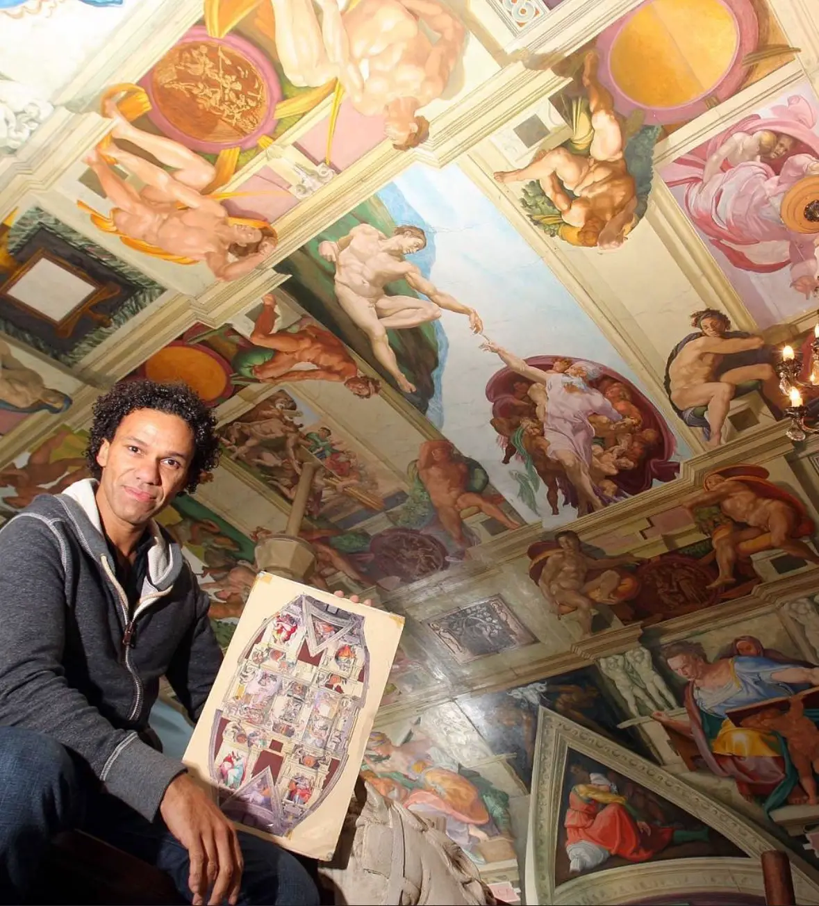 Michael J Browne with his Sistine Chapel replica.